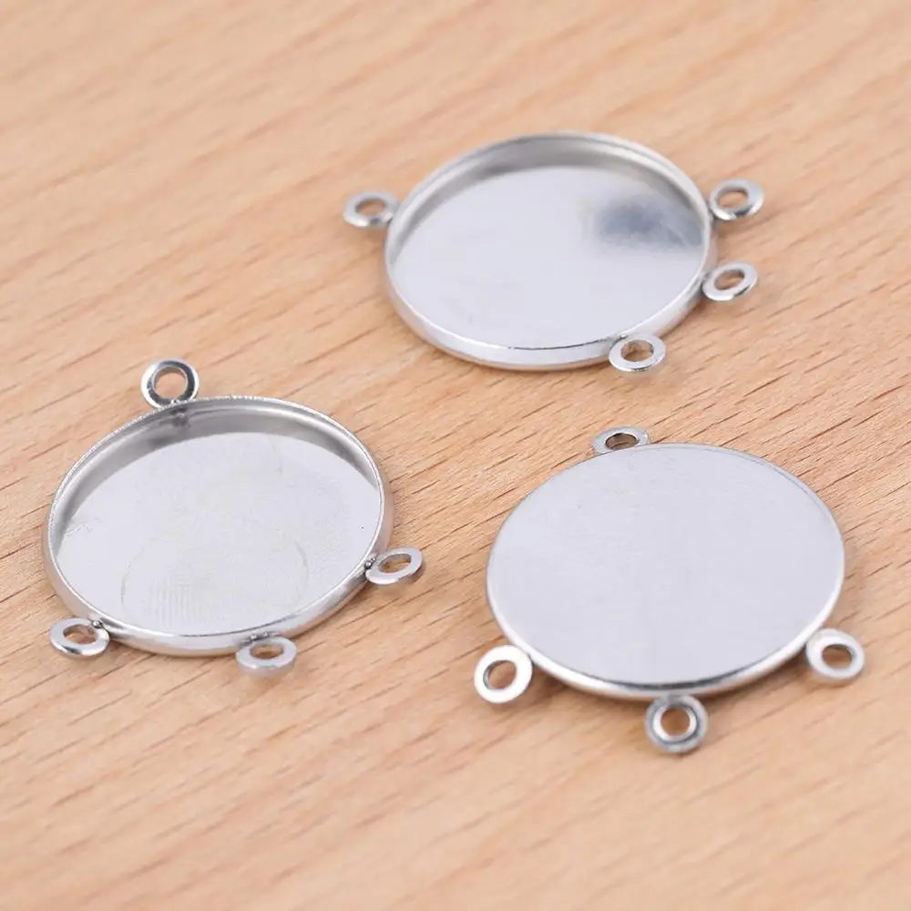 20pcs blank Cabochon Settings 20mm 25mm dia round Earring Connector Base Trays diy pendant bezels for jewelry making