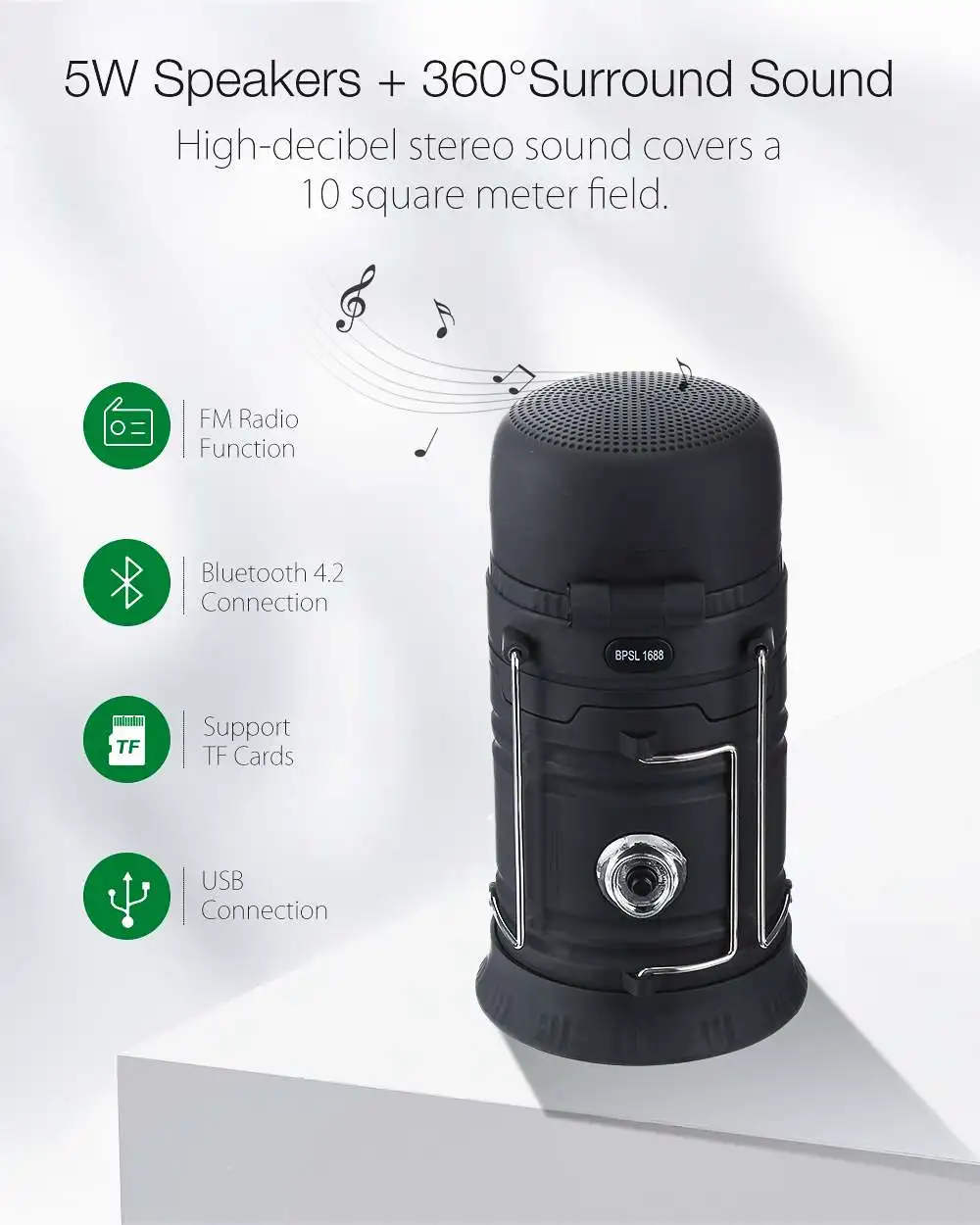 DIGOO DG BPSL 4 в 1 многофункциональная лампа на солнечных батареях для кемпинга Bluetooth