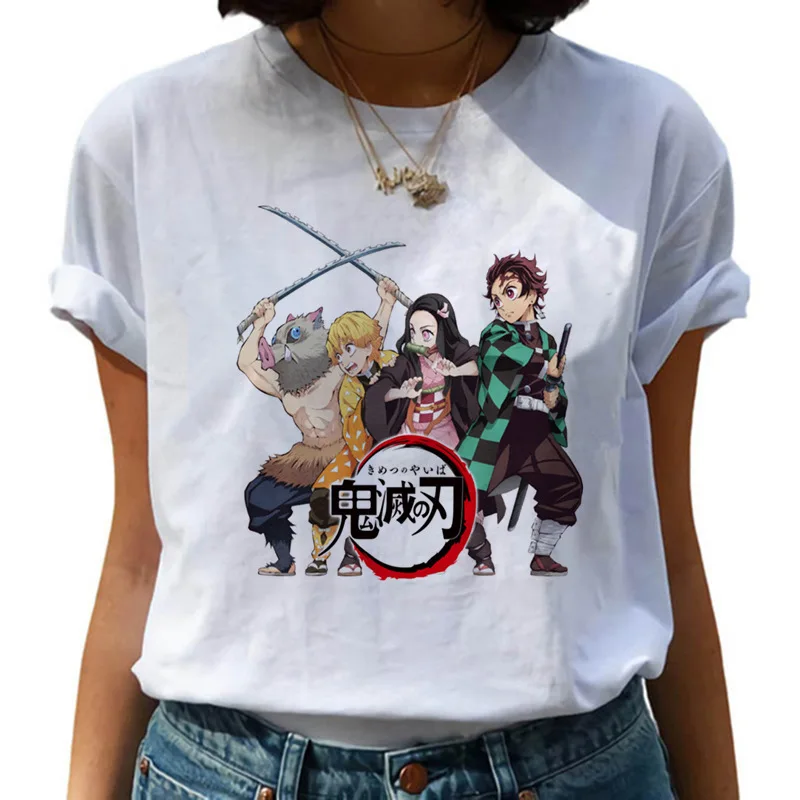 

Унисекс с рисунком из аниме «Демон» футболка с группой «Slayer» Kimetsu без Yaiba Футболка с принтом букв Футболка короткий рукав блузка для подрост...