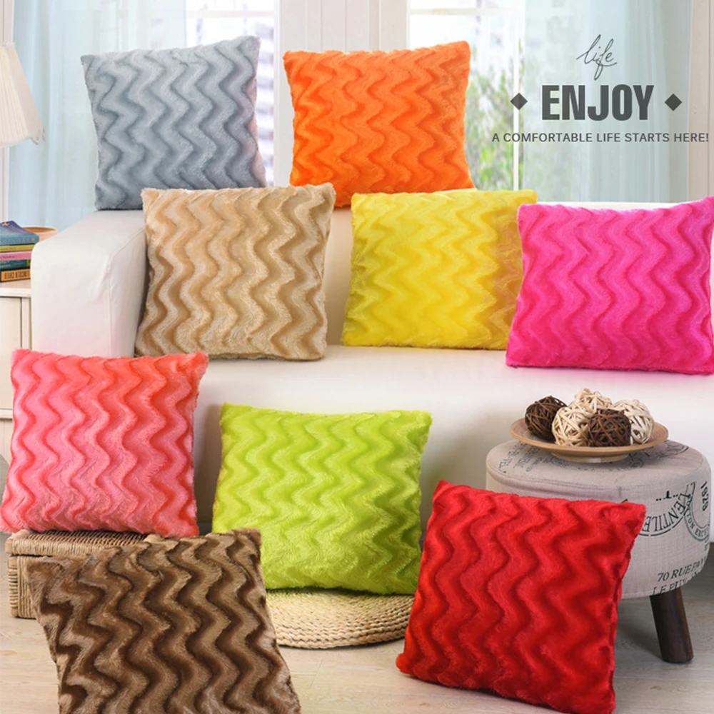 Однотонная наволочка для подушки короткая плюшевая декоративная чехол дивана