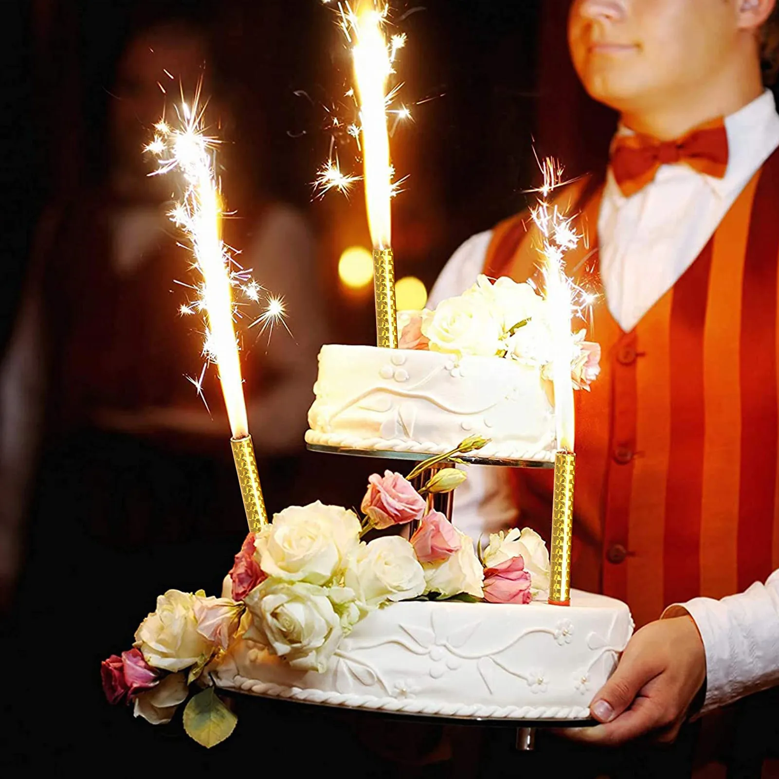 6 шт. на день рождения свечи Золотой блестящий рефлектор Волшебная палочка