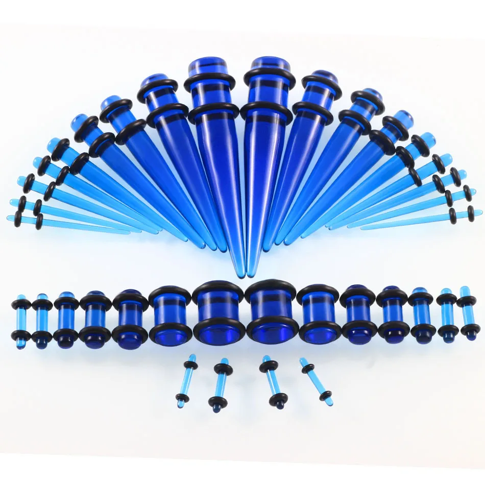 Color09 UOTOP 36PCS Ear Stretching Kit 14G-00G Acrylic Tapers and Plugs Silicone Tunnels Ear Gauges Expander Set Body Piercing Jewelry - Окраска металла: Color09