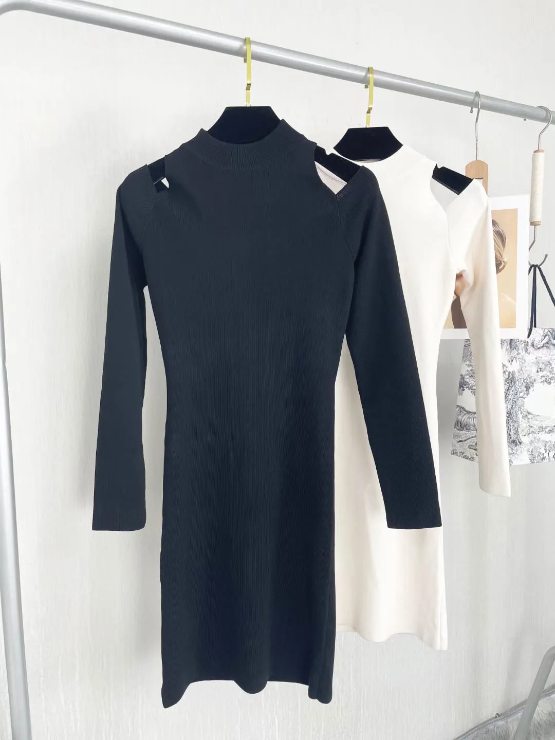

2021 Autumn Knitting Hot Sale Solid Colors Women Sexy Sheath Skirt Full-Sleeve Ladys Clothes Suit C119