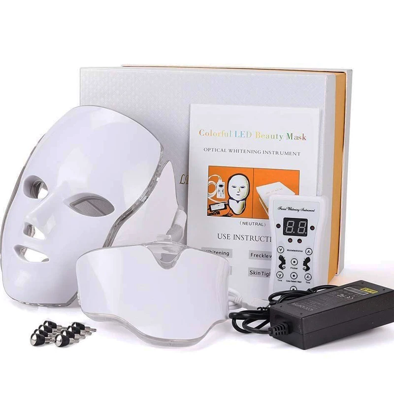 7 цветов светодиодный маска для лица и шеи с кожей омоложение против старения