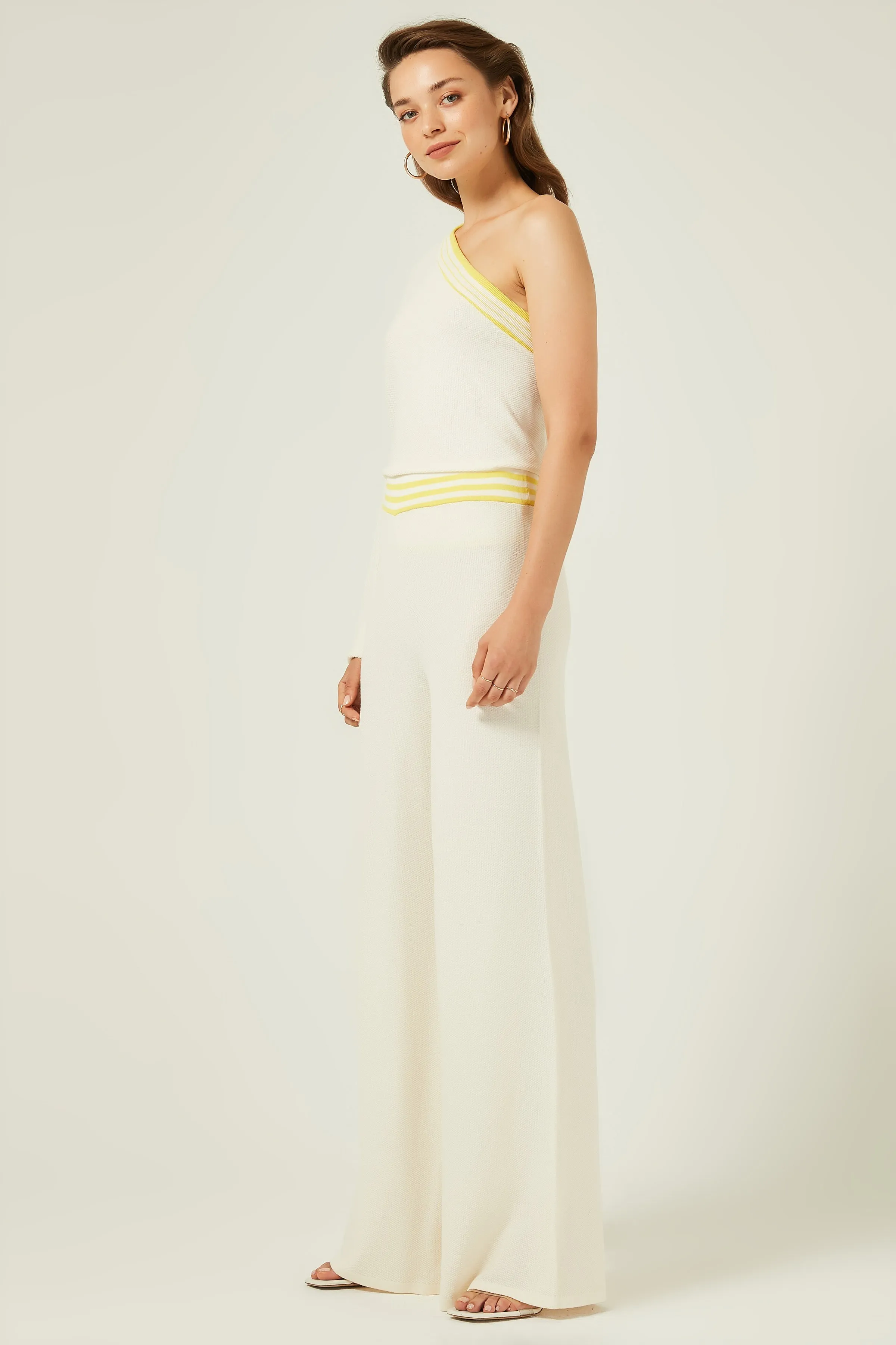 Beli облегающий полосатый свитер Pantalon-экрю | Женская одежда