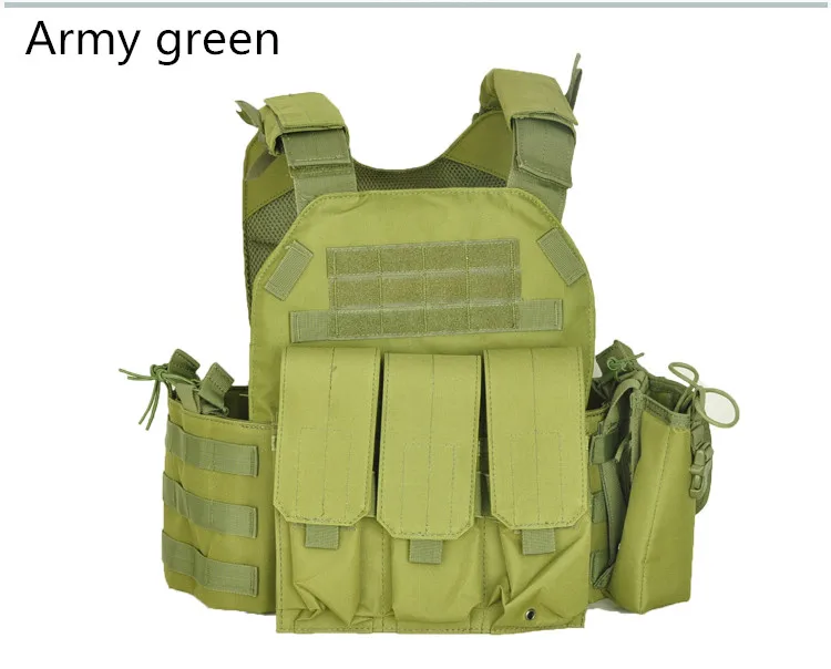 Army green Нейлоновый Тактический Жилет Molle, бронежилет, Охотничья пластина, перевозчик, страйкбол 094K M4, чехол, Боевая Экипировка, Мультикам - Цвет: Army green