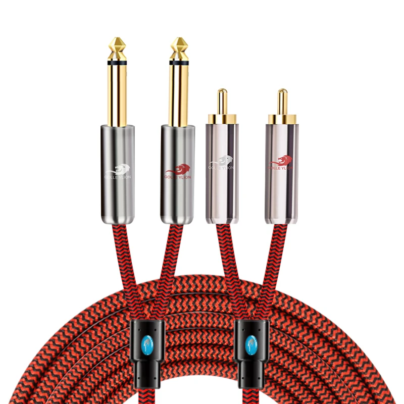 

Double 2 RCA to Dual 1/4" Mono 6.35mm Male Jack Audio Cable Mixer Console Amplifier Speaker Home Theater System Shielded Cords