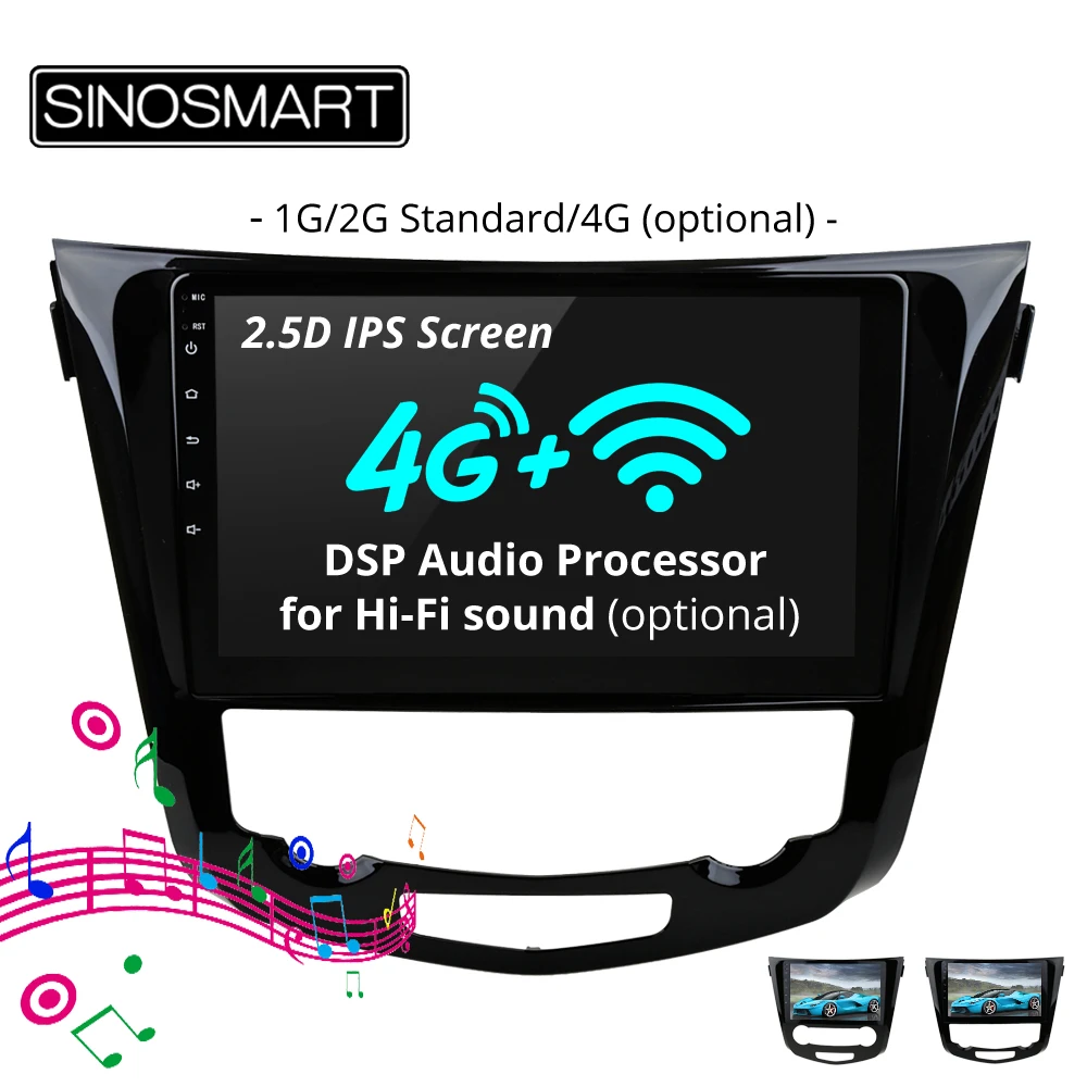 SINOSMART сток в Россия ЕС 2.5D ips/QLED Android 8,1 Автомобильный навигатор gps плеер для Nissan X-trail/Qashqai 2013,,, поддержка 360 система просмотра