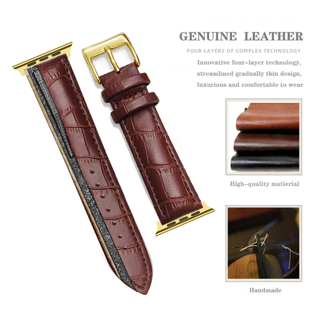Apple Watch Band Luxury Leather iWatch Watchband for  Series 5/3 Sport Bracelet 42mm 38mm Strap For iwatch 6 4 SE Band