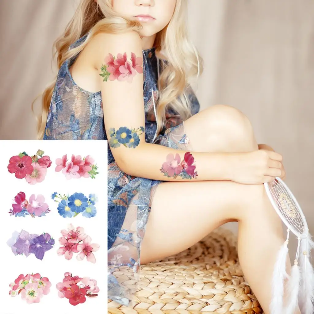 Реалистичные геометрические временные татуировки с изображением горного леса