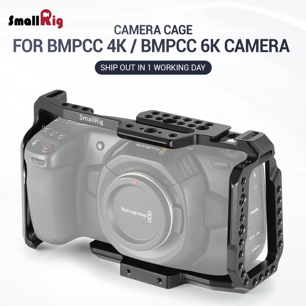 SmallRig клетка для Blackmagic Design карманная Кинокамера 4K BMPCC 4 K/BMPCC 6K с отверстиями рельсов