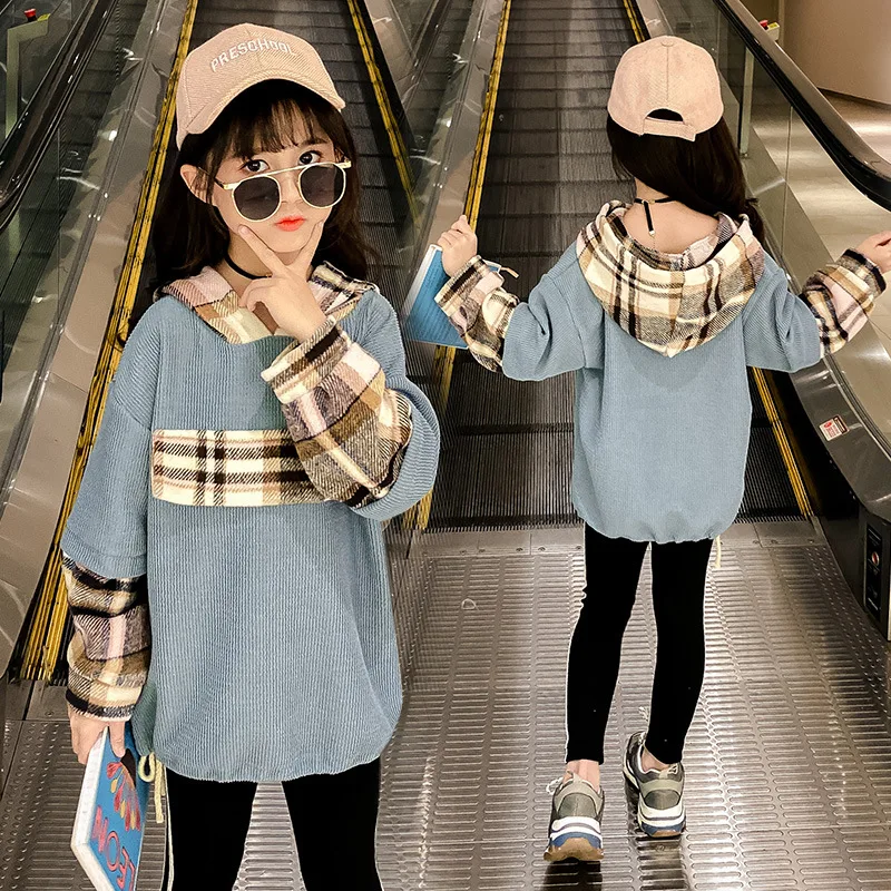 Модный комплект одежды для детей Спортивный с капюшоном подростков черный