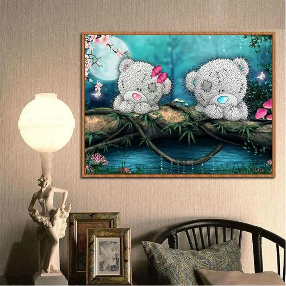 Полная дрель 5D алмазная картина вышивка крестиком патч медведь на речной