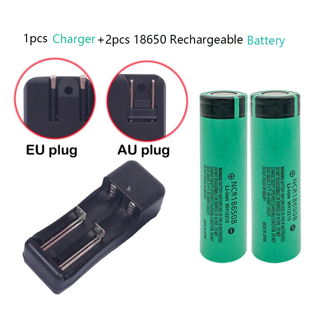 

1Pcs Double-Slot Lntelligent Charger + 2Pcs 18650 3.7V 3400mAh Li-ion Rechargeable Battery