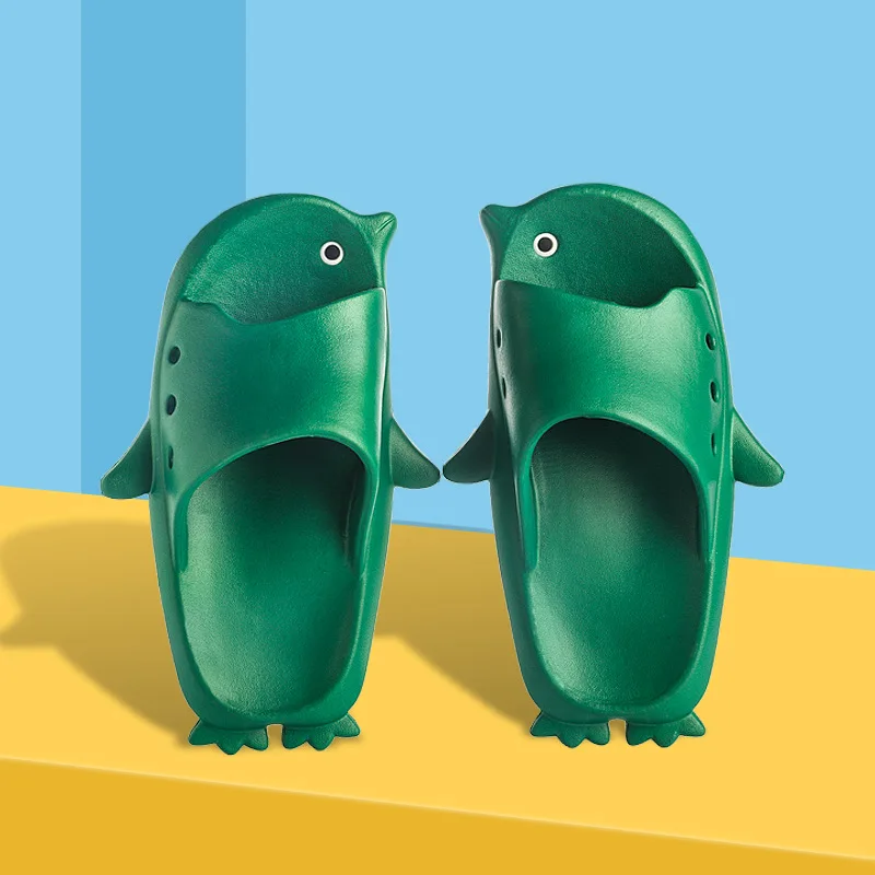 Летние тапочки детские пляжные с милыми животными пингвином сандалии из ЭВА на