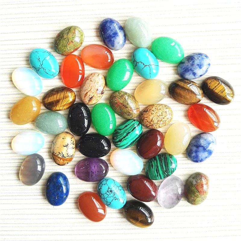 

5pcs / bag Natural Semi Precious Stone Ring Face 8x10 / 10x14 / 13x18 / 15x20mm oval patch DIY Necklace Bracelet Accessories