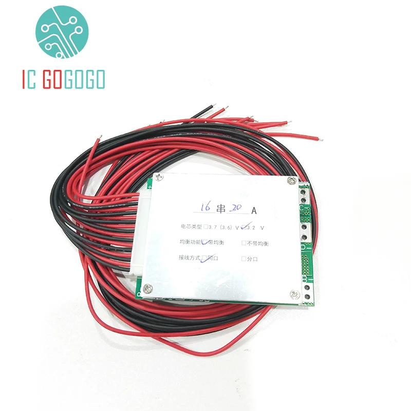 Защитная плата для батарей литий ионного Lipo Lifepo4 36 В 48 60 в 15 А 20A100A BMS 16S 20S 10S с