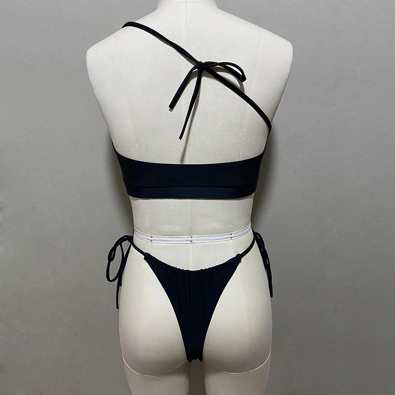 

ZTVitality Sexy Bikinis Black Solid Bikini 2021 New Arrival Padded Bra Bandage Low Waist Swimsuit Female Swimwear Women Biquini