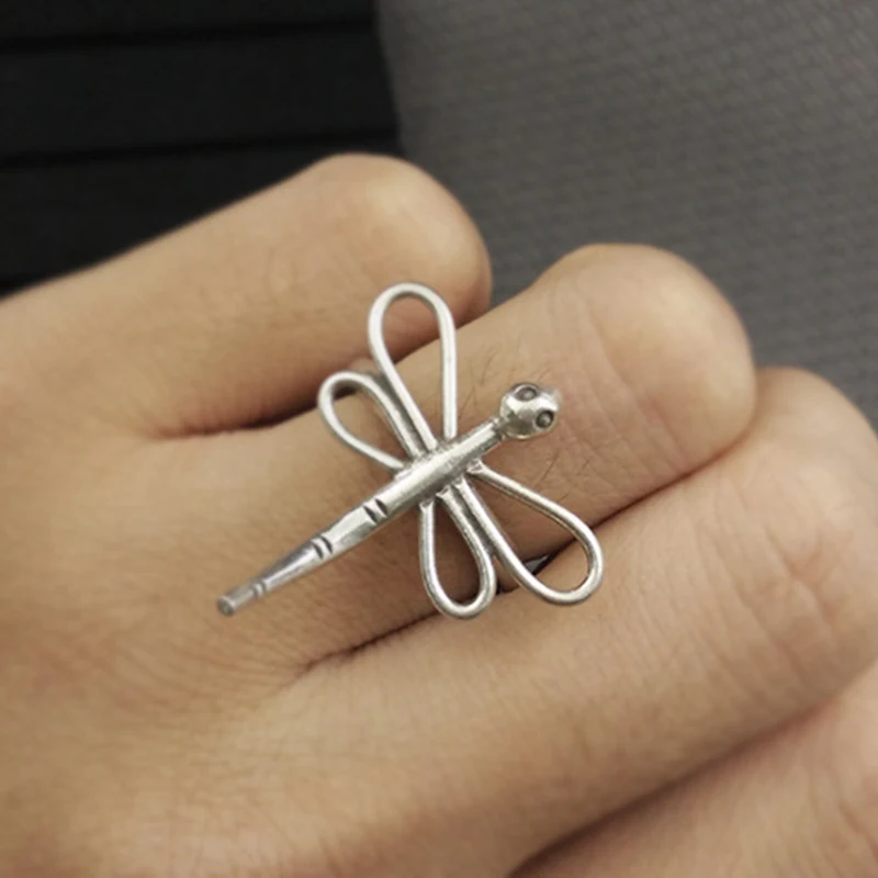 Серебро 925 ювелирные изделия круглые трендовые стрекозы открытие регулируемое