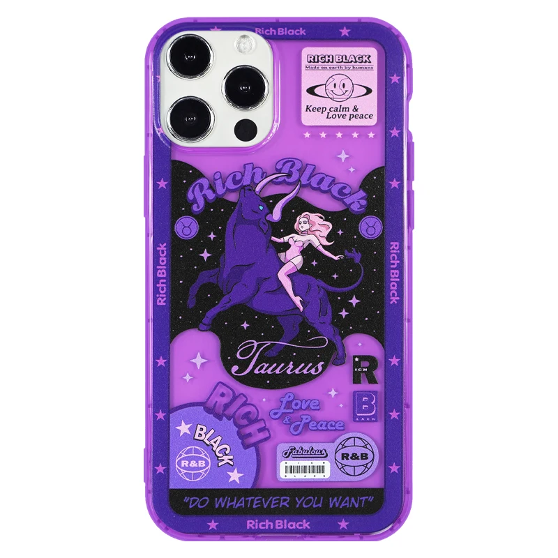 

Mark lona original design constellation series Taurus fluorescent purple transparent soft shell iPhone 12ProMax