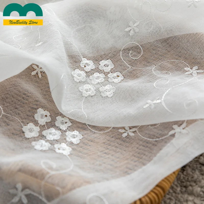 

Embroidered Window Screen Simple and Modern Pastoral White Window Tulles Curtains for Living Room and Bedroom Dining Room