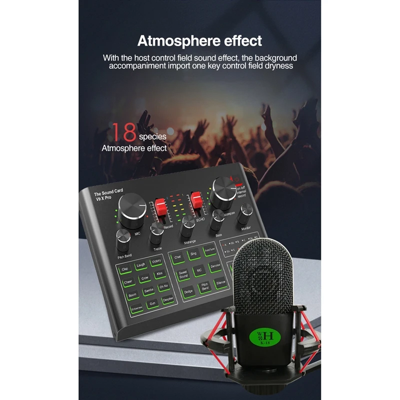 BM800 Condenser Microphone Set with V9X PRO Sound Card Mixer for Live Broadcast Recording Computer Karaoke Sing enlarge