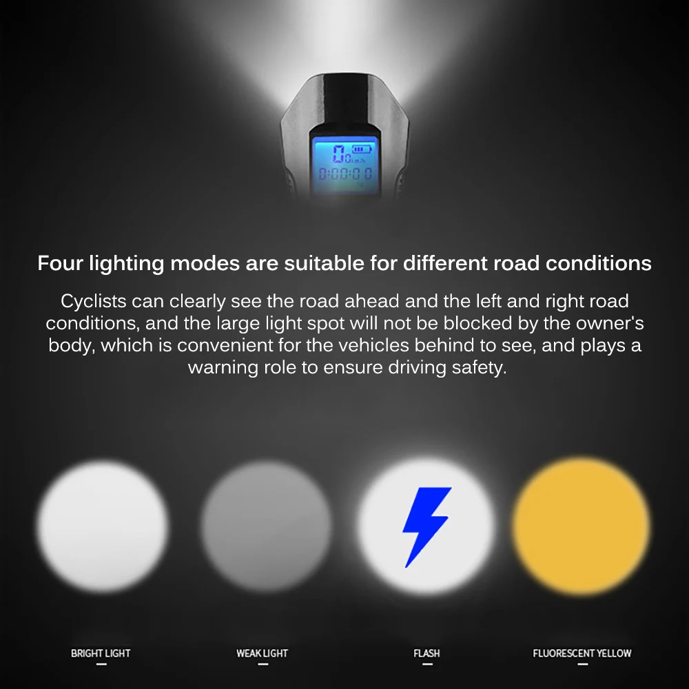 

Bike Light Rainproof USB Rechargeable LCD Screen MTB Front Lamp Headlight Aluminum Ultralight Flashlight Bicycle Light