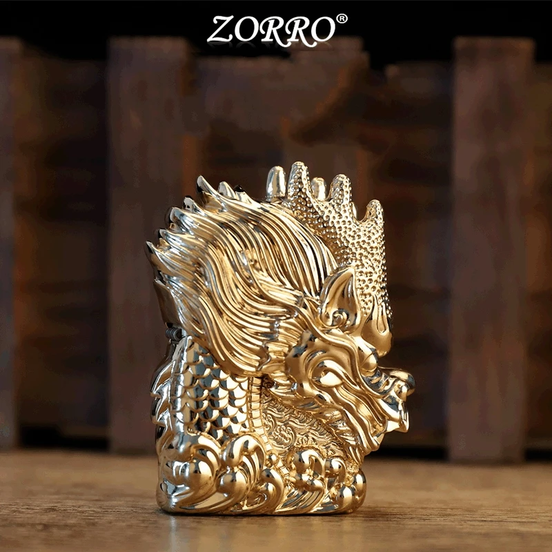 

ZORRO Новый кремневые зажигалки бензин керосиновая Зажигалка все металлические прочной броней и рельеф зажигалка с драконом супер классные к...