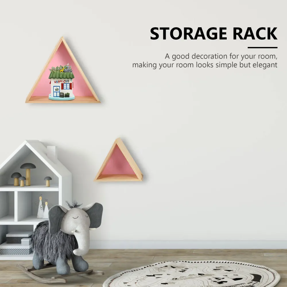 

2Pcs Wall-mounted Triangle Storage Shelf Practical Display Racks for Bedroom
