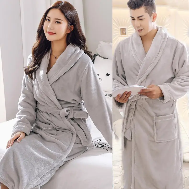 

Lovers Winter Flannel Kimono Robe Nightwear Female Intimate Lingerie Casual Bathrobe Gown Coral Fleece Nightgown Home Clothing