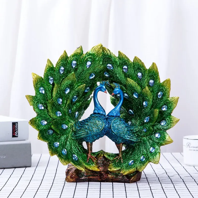 Европа смолы павлин фигурки украшения домашнего декора предметы меблировки