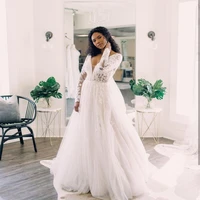 plus size wedding dress 2021 custom made lace appliques v neck lace appliques bridal gowns white a line african robe de mariee