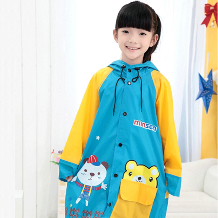 Детский длинный плащ с капюшоном для мальчиков и девочек пончо рюкзак желтый