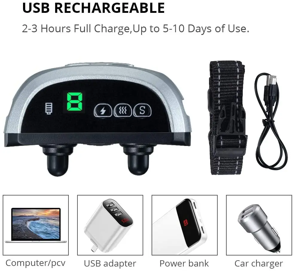 

Papani 9 Levels Adjustable Safe Dog Repeller Dog No Bark Collar w/Automatic Effective Rechargeable Electric Dog Bark ShockCollar