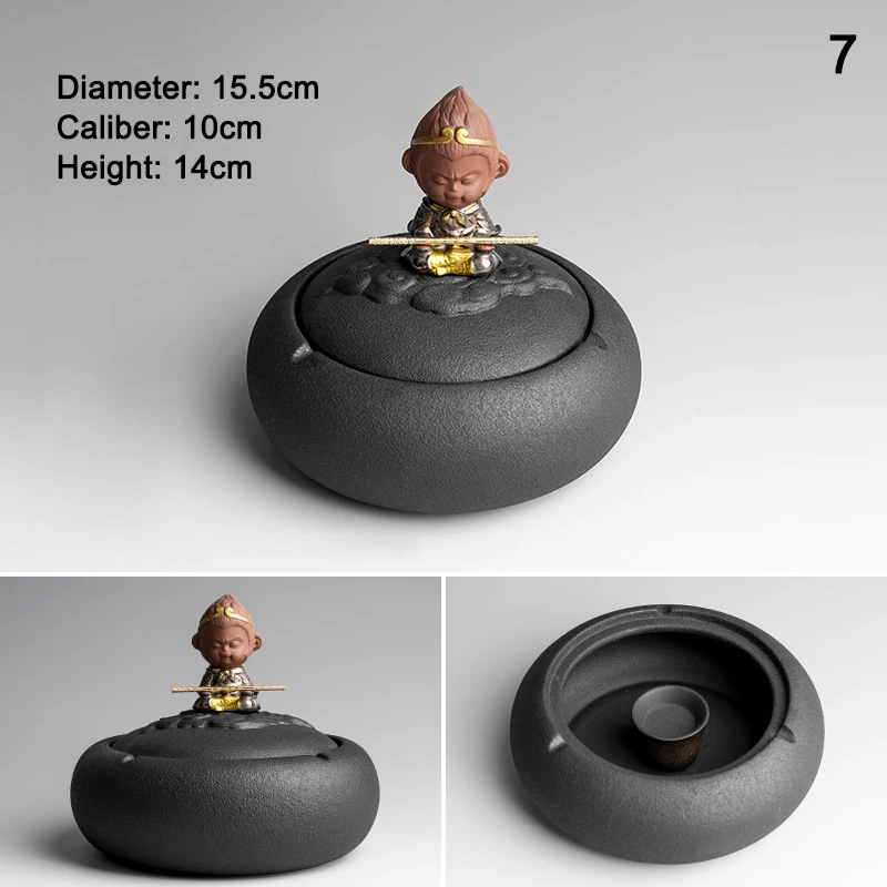 

Black Ceramic Ashtray Personality Fashion Windproof Large with Lid for Living Room Home Office European Style Ashtray
