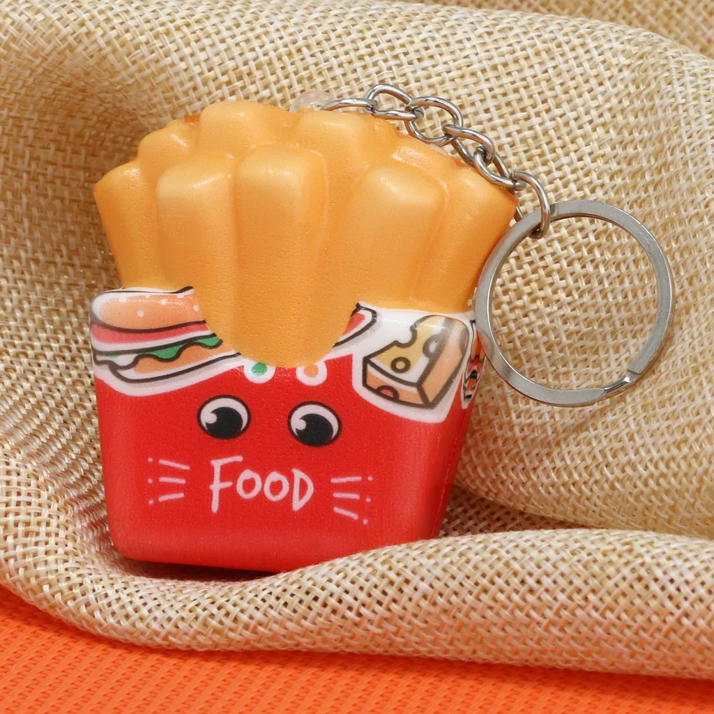 

2021 NEW Style Squishies Kawaii Cartoon French fries Chips Slow Rising Cream Scented Keychain Stress Relief antistress Toys