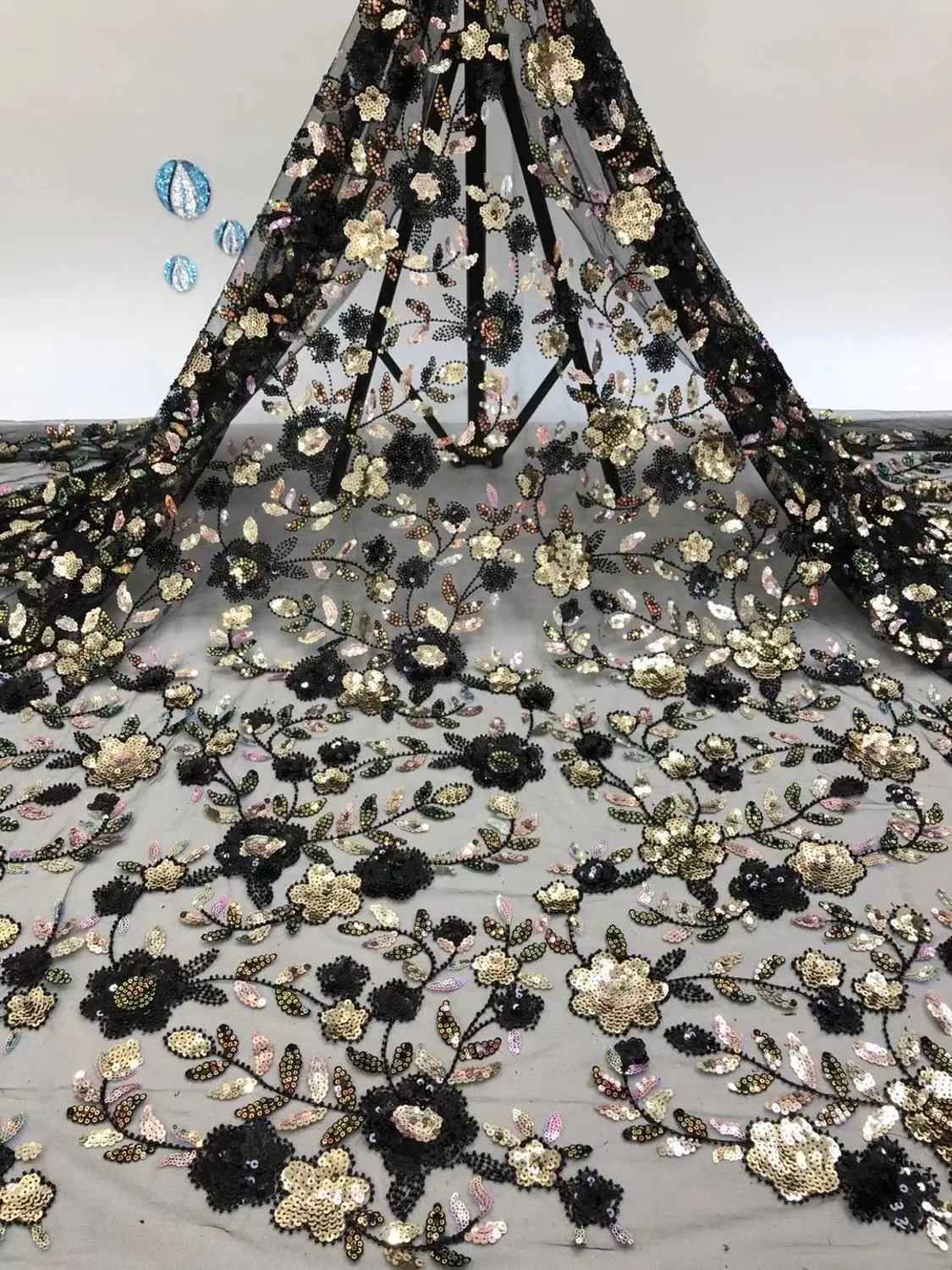 

Красивые цветы дизайн 5 ярдов пайетки и бусины сетка тюль кружева ткань хорошее качество сетка кружева для свадьбы или вечерние DP159