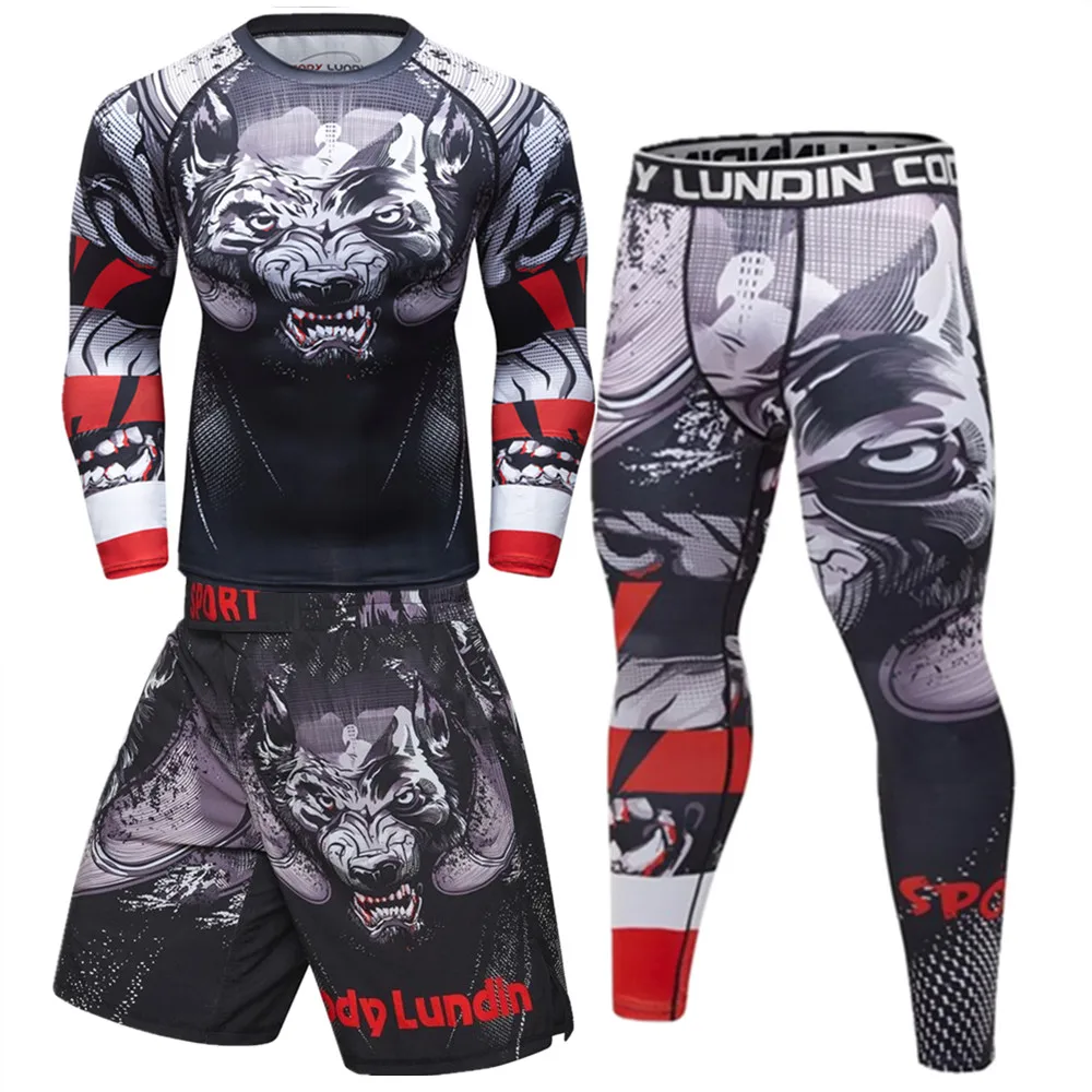 Футболка и штаны из лайкры для ММА BJJ спортивный костюм фитнеса боксерские