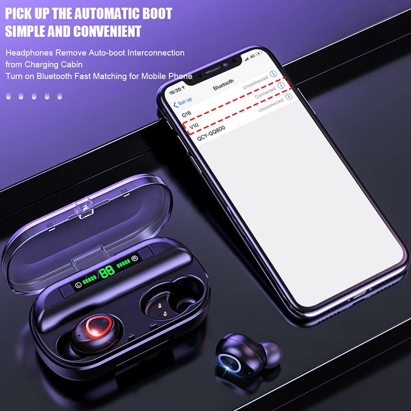 TWS беспроводные Bluetooth наушники с дисплеем питания сенсорное управление Bluetooth наушники водонепроницаемые шумозащитные спортивные наушники