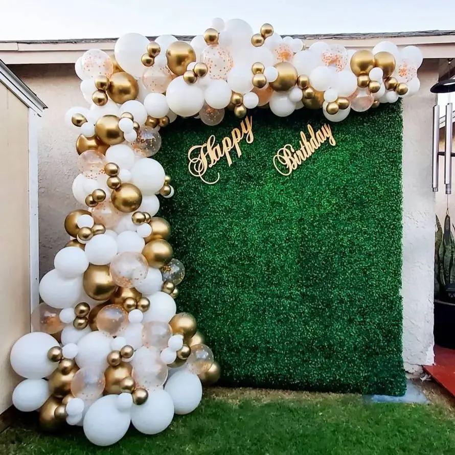 

White Gold Balloons Garland Arch Kit Chorme Gold Metal Polka Dot Latex Balloons Wedding Birthday Baby Shower Party Decorations