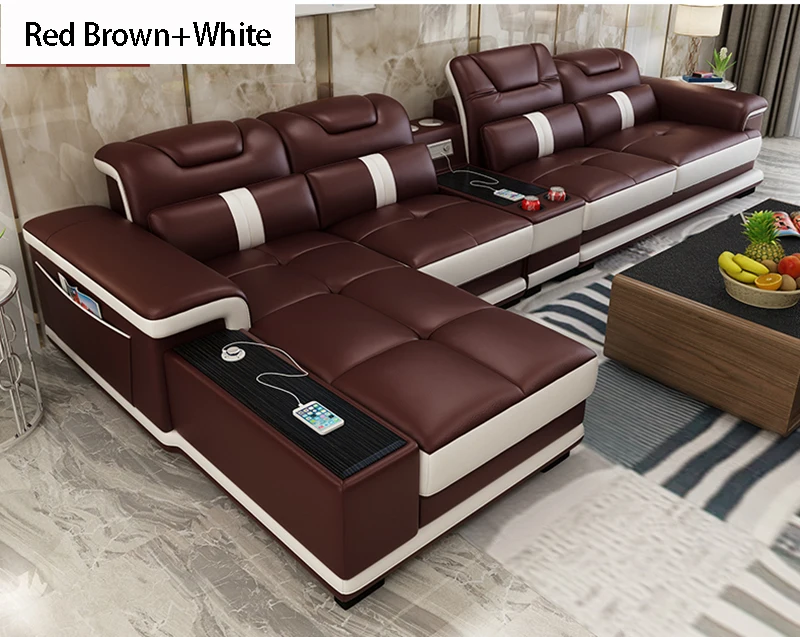 CBMMART хит продаж современный секционный черно-белый кожаный функциональный диван