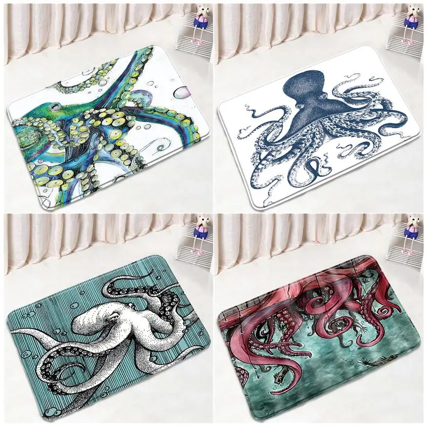 Funny Octopus tentacles Bath Mats Creative 3D Ocean Marine Life Kitchen Bedroom Floor Mat Bathroom Rug Non-slip Carpet Decor