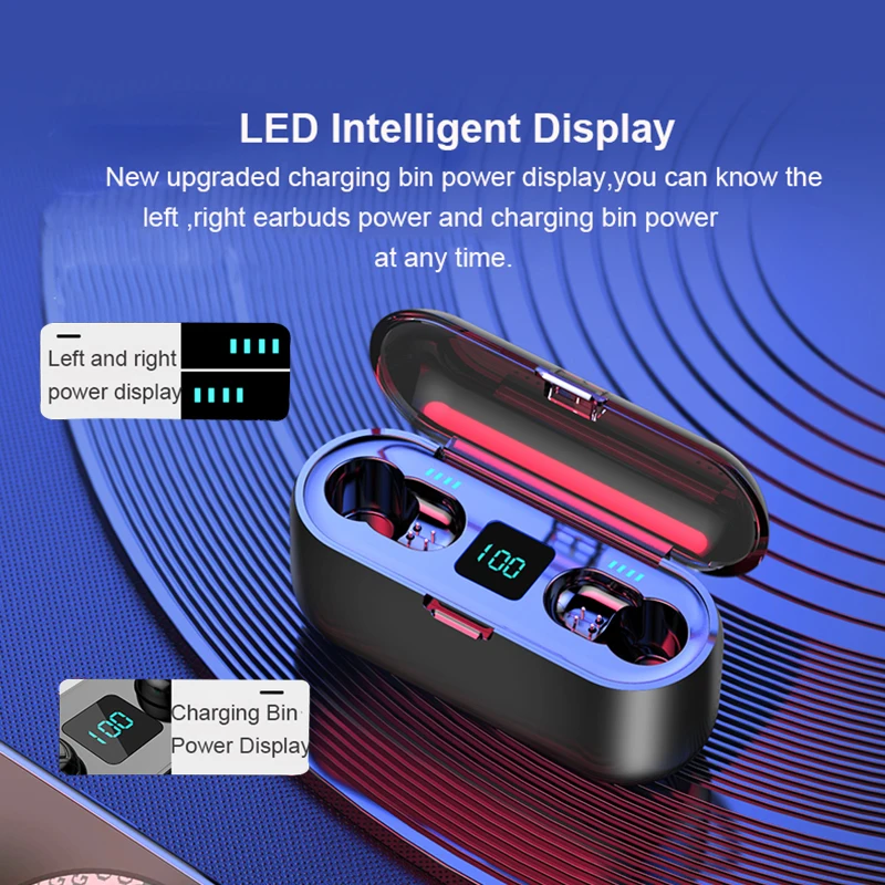 TEBAURRY TWS V5.0 Bluetooth наушники беспроводные наушники мини беспроводные наушники 6D Hi-Fi стереогарнитура с внешним аккумулятором на 3500 мАч