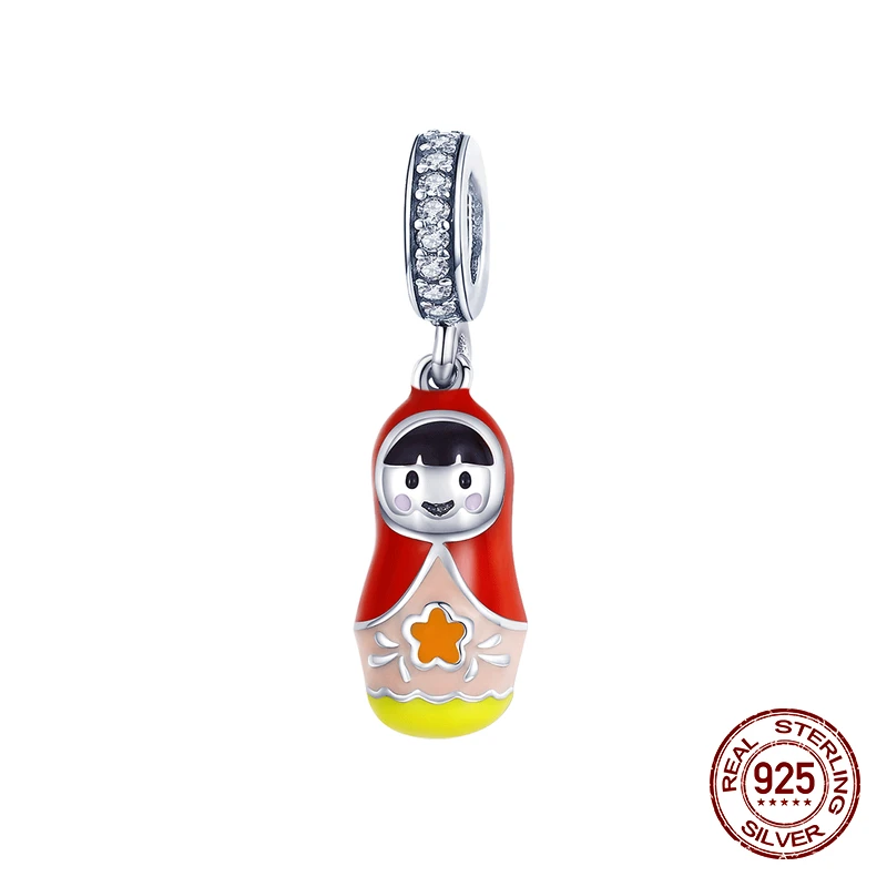 SC11340 Китайский год красный серебряные бусины 925 пробы подвеска талисманы fit Pandora браслет ожерелье ювелирные изделия - Цвет: SC11340