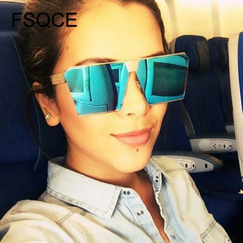 Женские солнцезащитные очки с градиентом Большие Квадратные Зеркальные в
