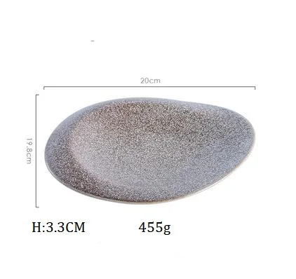 20 CM Plate NIMITIME1 шт., японский стиль, керамическая Ретро миска для салата из риса с камнем, тарелка для фруктов, тарелка для суши, десертный ужин, домашняя посуда - Цвет: 20 CM Plate