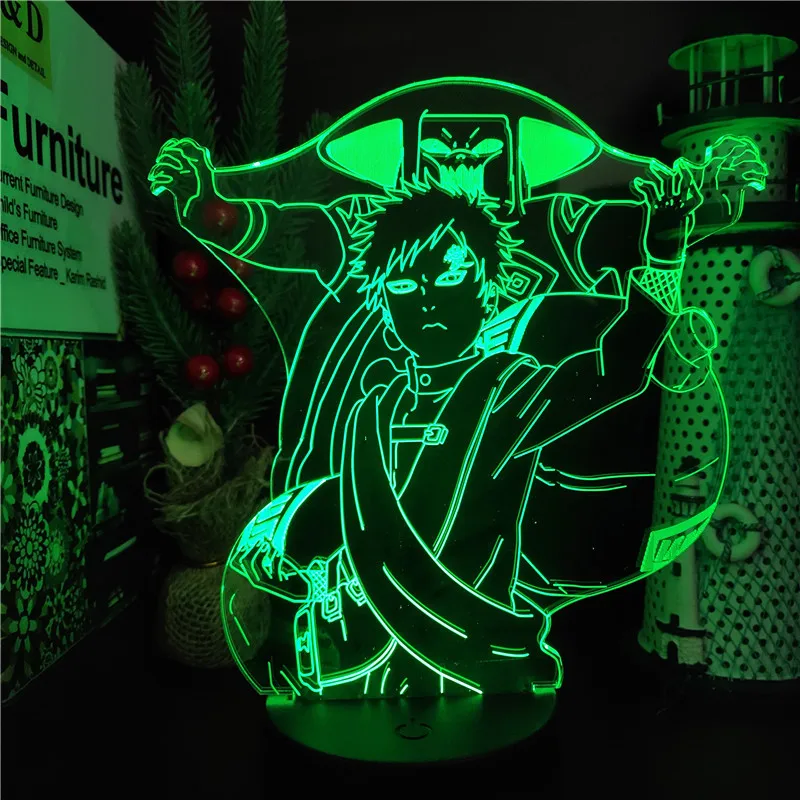 Naruto Night Light Gaara Shuukaku 3D LED Lamp Bijuu Anime Figure Naruto Shippuden Lampara Manga Decoration Lighting Lights Lampe