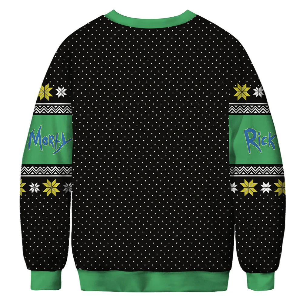 Унисекс мультфильм 3D печать Уродливый Рождественский свитер круглый вырез пара