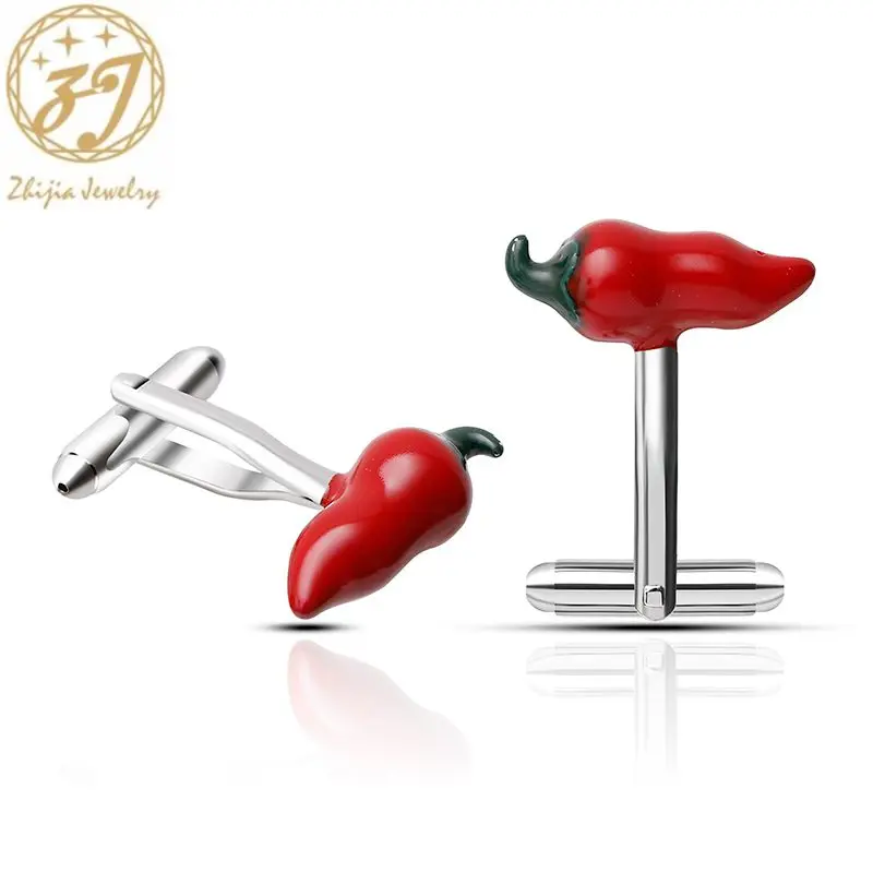 Уникальные мужские запонки Zhijia в новом дизайне с красным чили милые подарки для