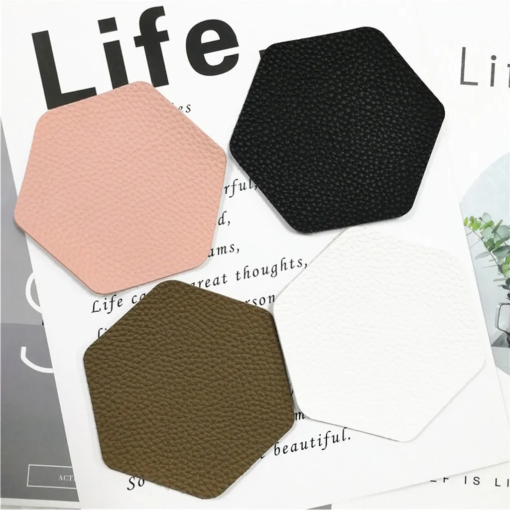 Модный креативный коврик из искусственной кожи с мраморным подстаканником для